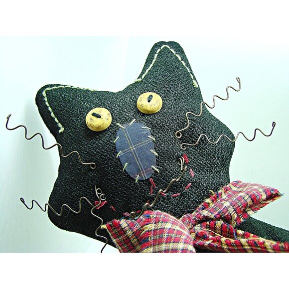 Vintage Plush Stuffed Black Cat & Bird Home Decor Tender Heart Treas Halloween - Picture 11 of 11